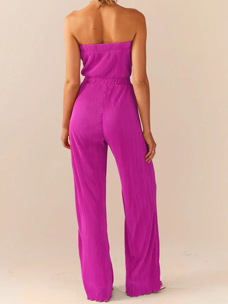 Strapless Pleated Jumpsuit