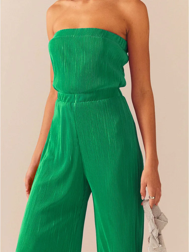 Strapless Pleated Jumpsuit