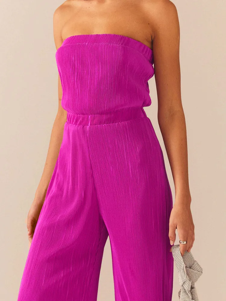 Strapless Pleated Jumpsuit