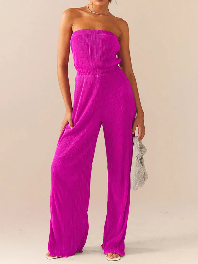 Strapless Pleated Jumpsuit