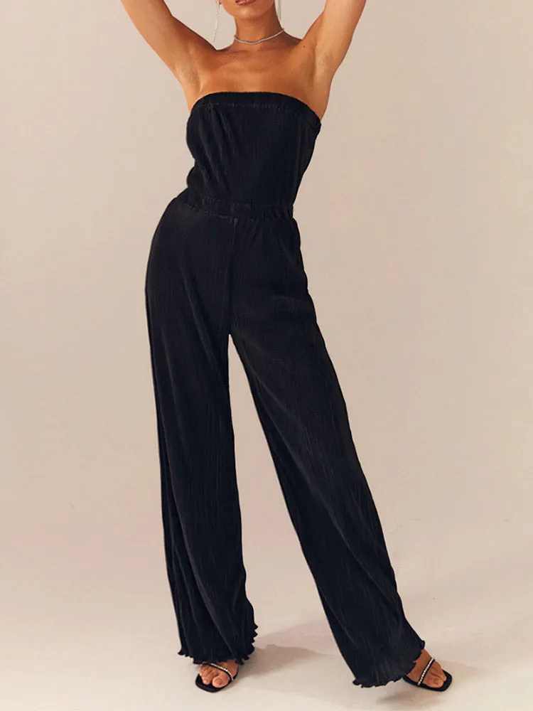 Strapless Pleated Jumpsuit