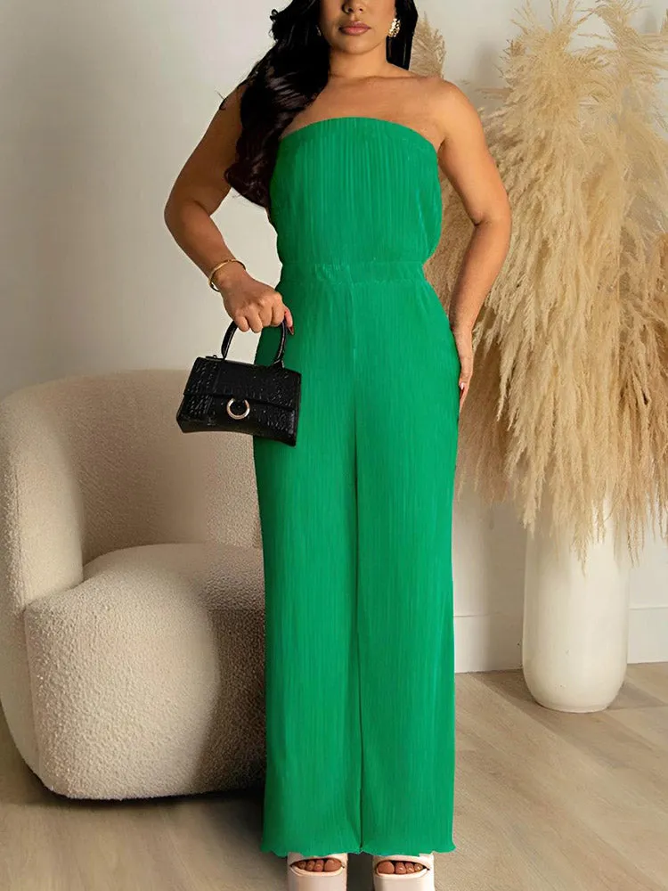 Strapless Pleated Jumpsuit