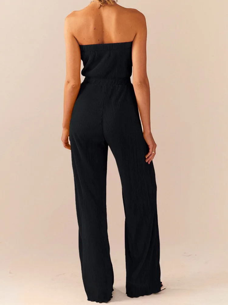 Strapless Pleated Jumpsuit