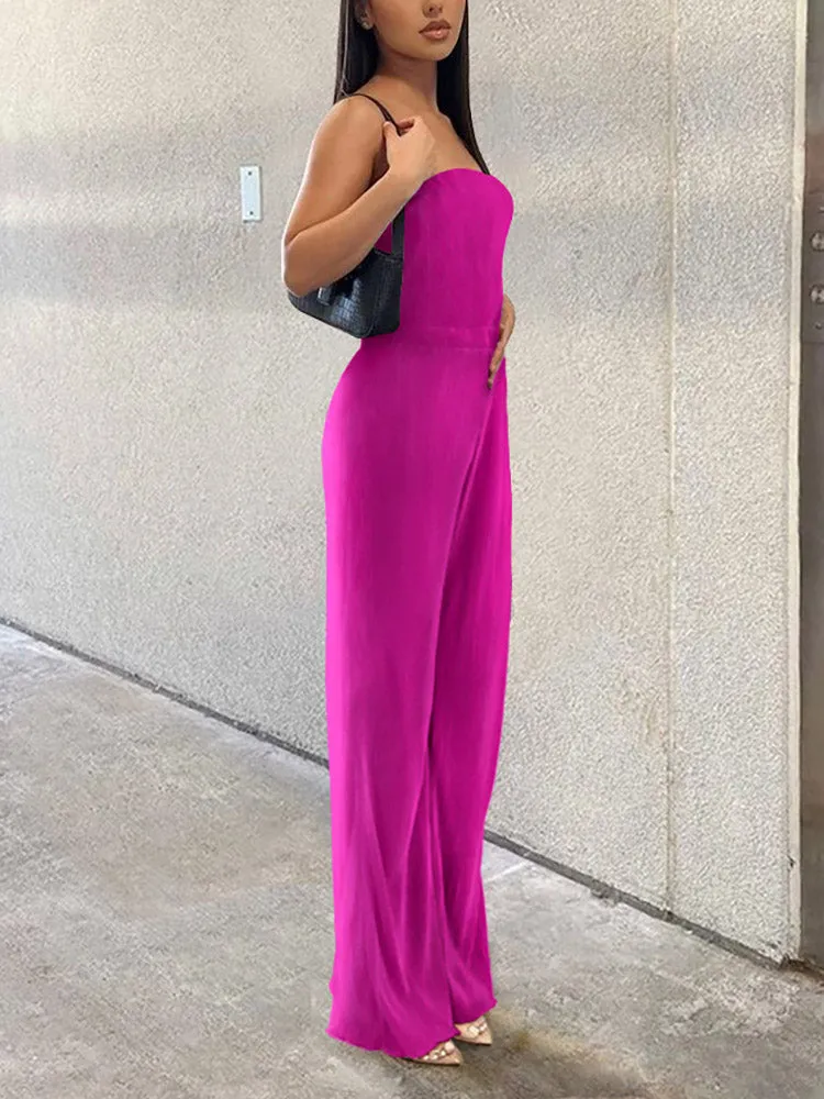 Strapless Pleated Jumpsuit
