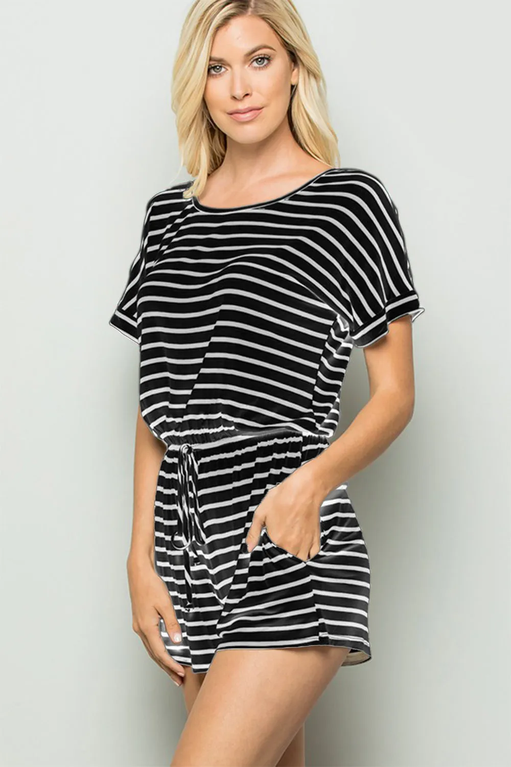 Stripe Hype Short Sleeve Romper