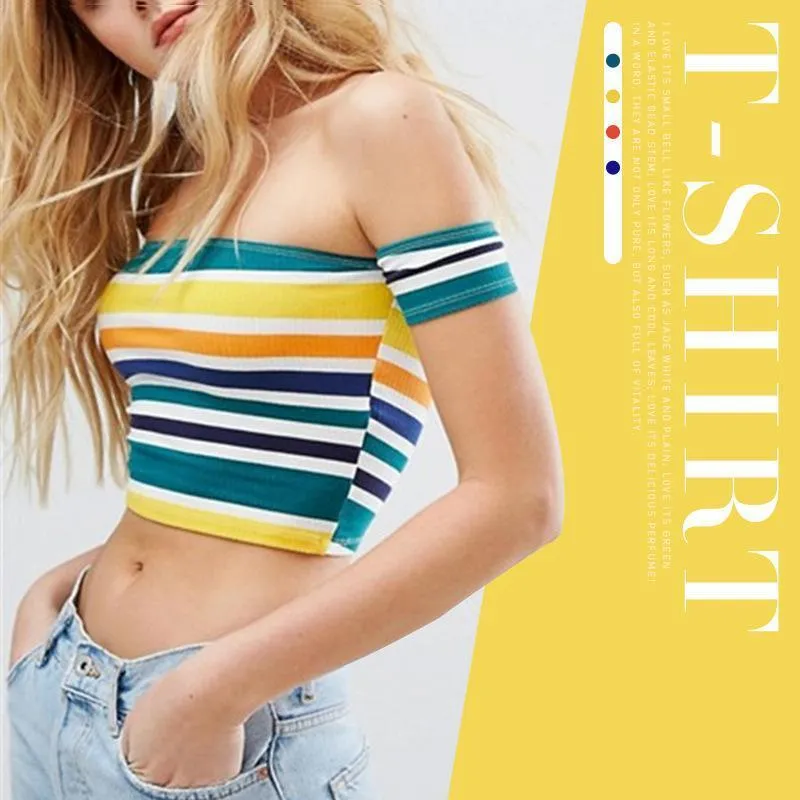 Striped Crop Off-Shoulder