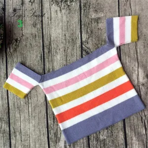Striped Crop Off-Shoulder