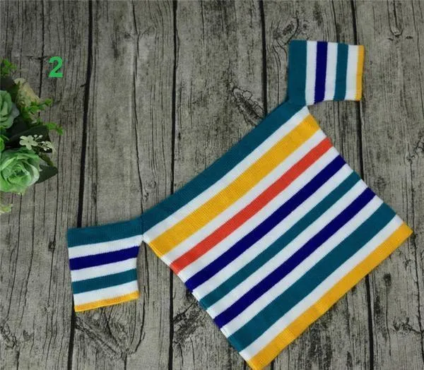Striped Crop Off-Shoulder