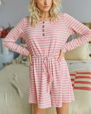Striped Lace-up Single-breasted Jumpsuits Loungewear Rompers