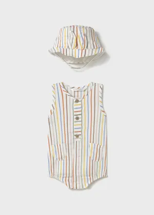 Striped Newborn Romper with Hat