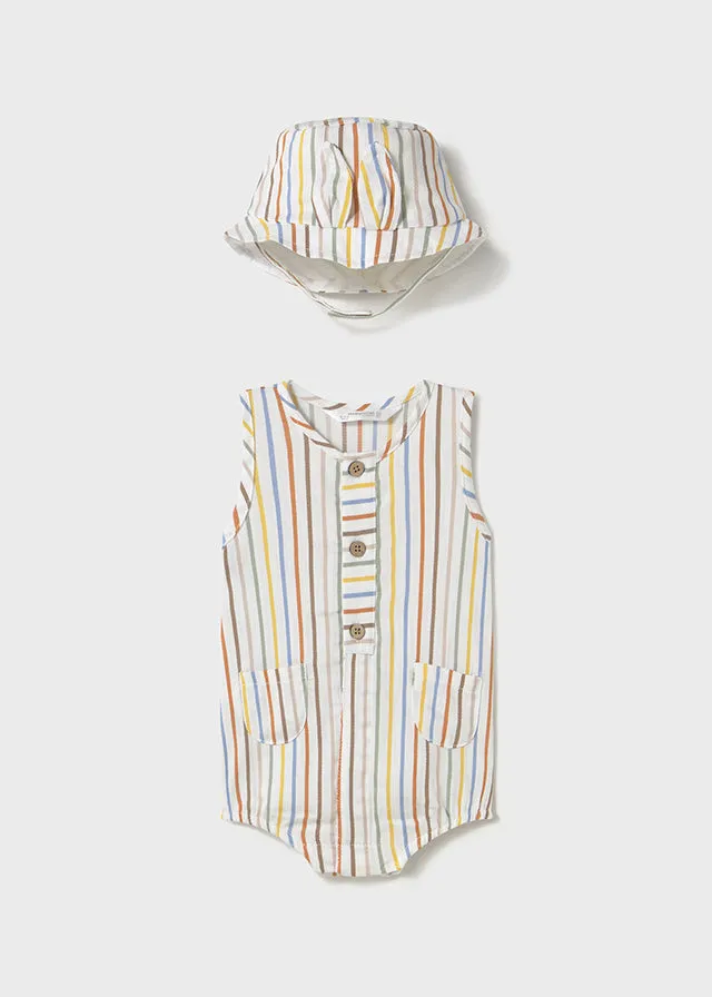 Striped Newborn Romper with Hat