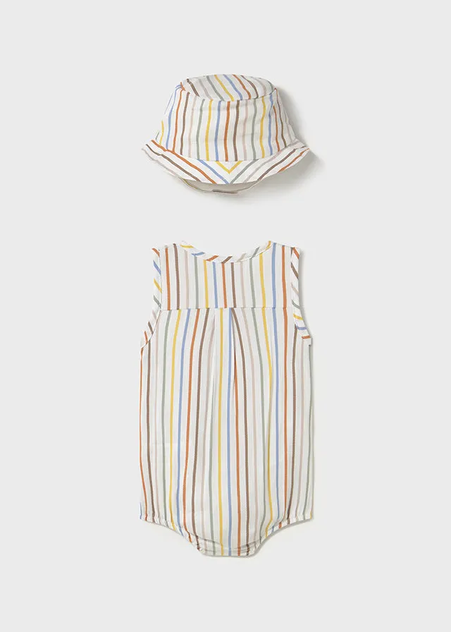 Striped Newborn Romper with Hat