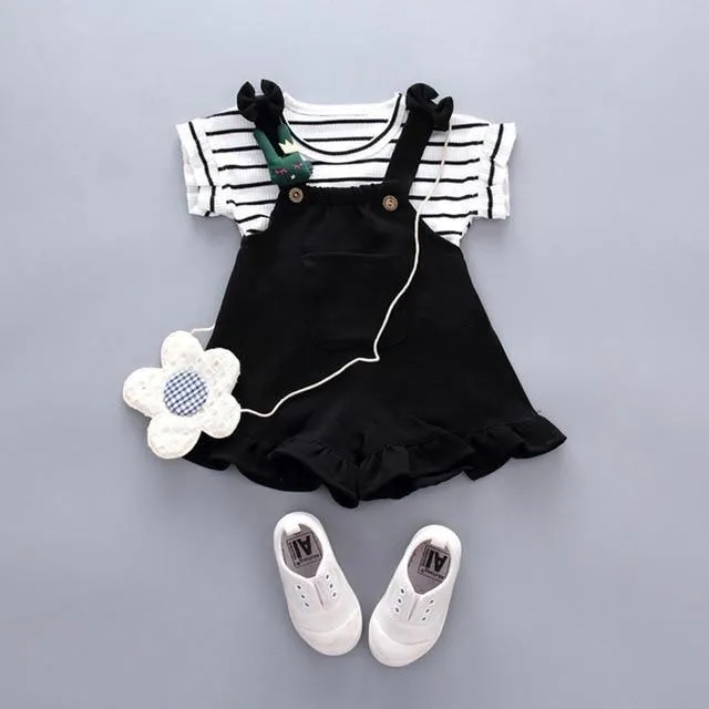 Striped Tee & Overall Romper