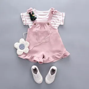 Striped Tee & Overall Romper