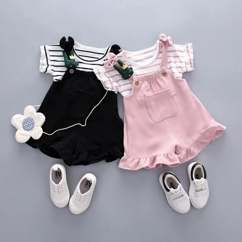 Striped Tee & Overall Romper