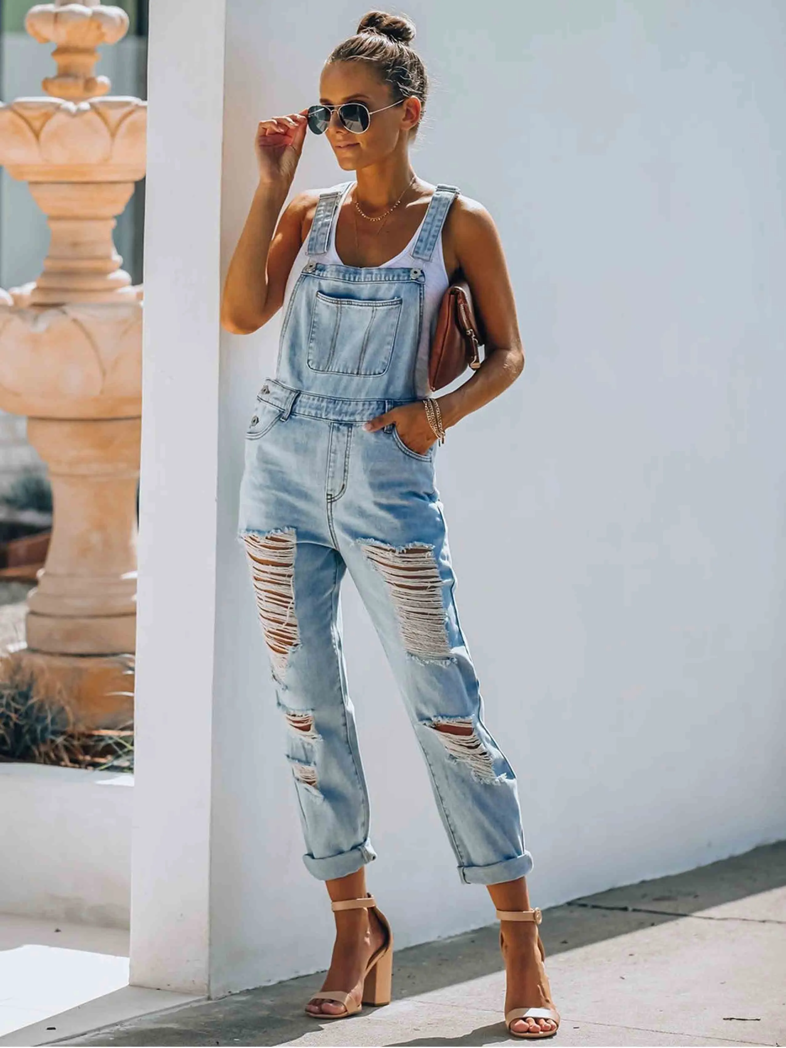 Stunncal Ripped Denim Jumpsuit