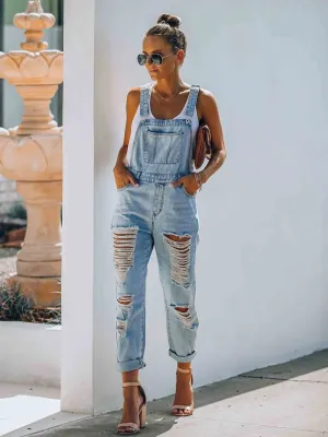 Stunncal Ripped Denim Jumpsuit