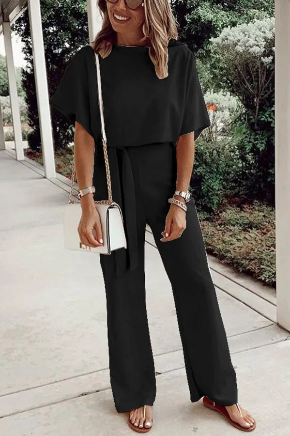 Stunncal Spring Scene Tie Loose Jumpsuit
