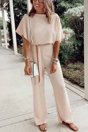 Stunncal Spring Scene Tie Loose Jumpsuit