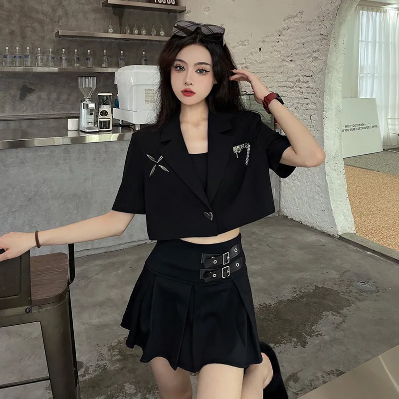 Suit top   pleated skirt Two-piece Set UB98458