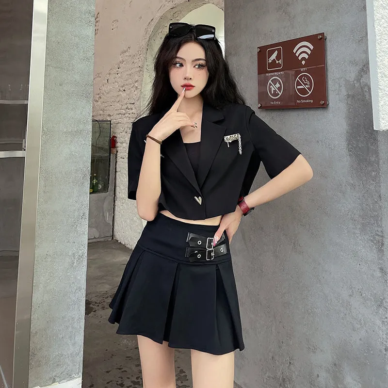 Suit top   pleated skirt Two-piece Set UB98458