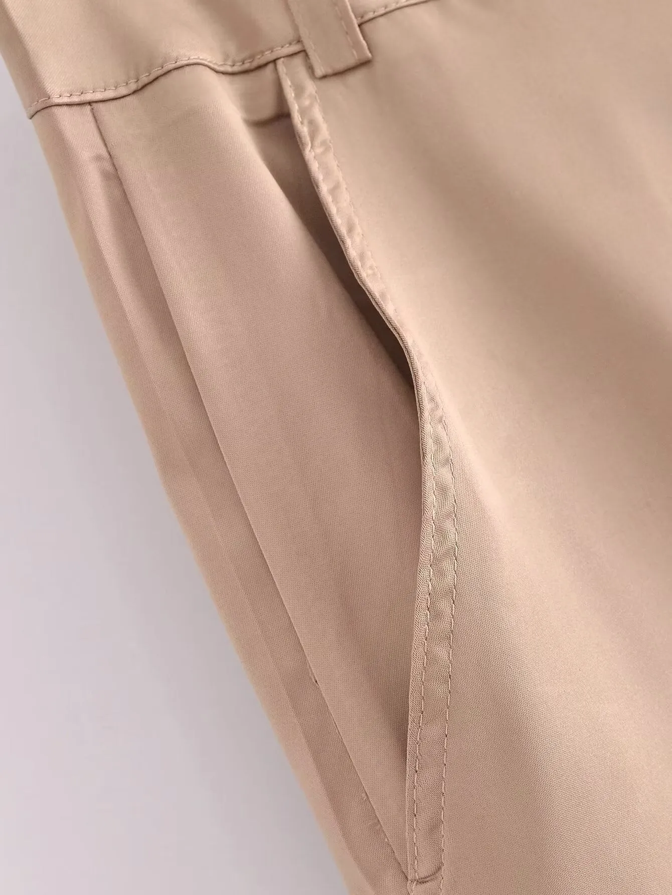 Sun Dresses Women Clothing Street Silk Satin Texture Casual Pants