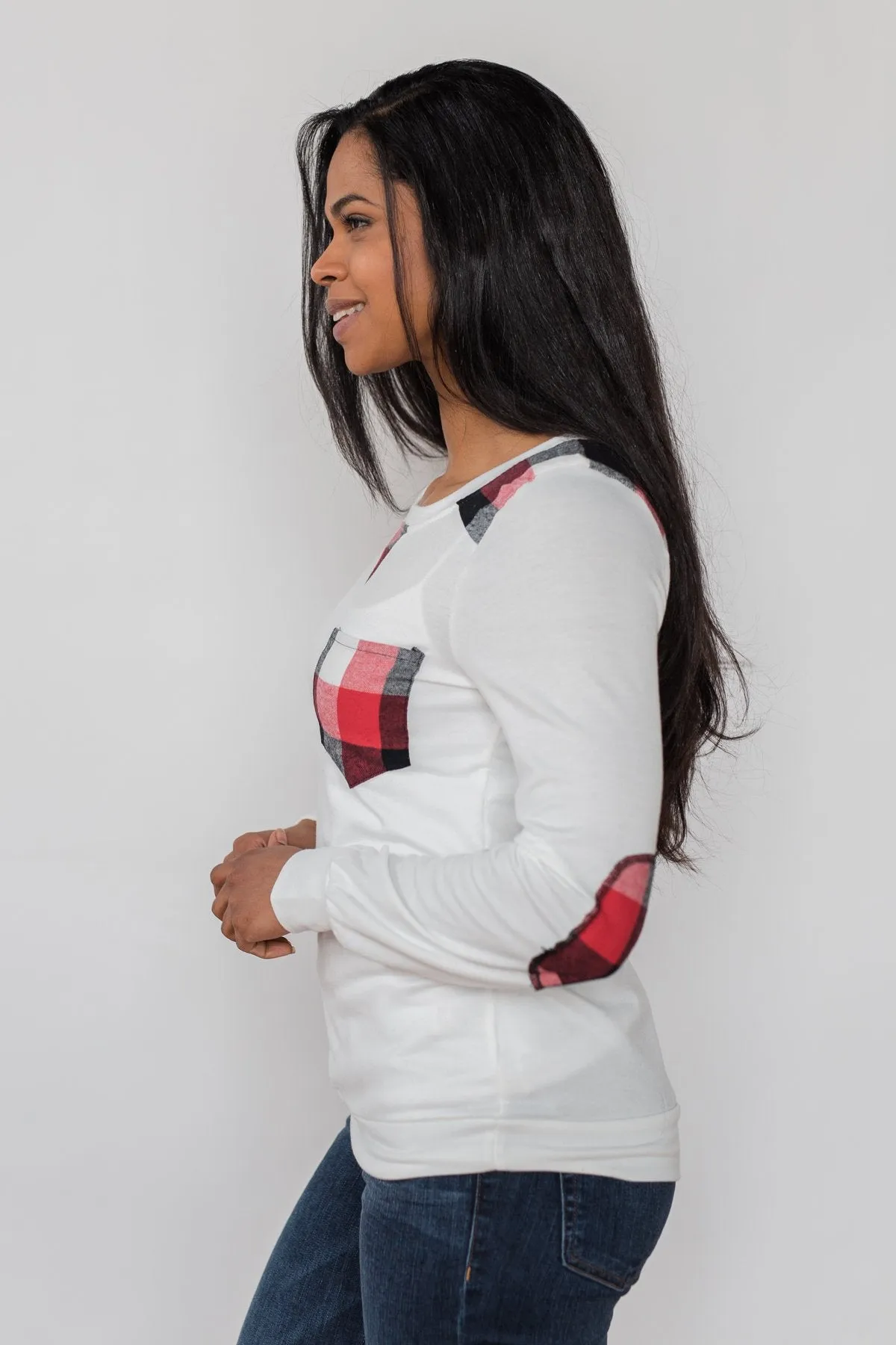 Tangled Up in Plaid Top- Ivory
