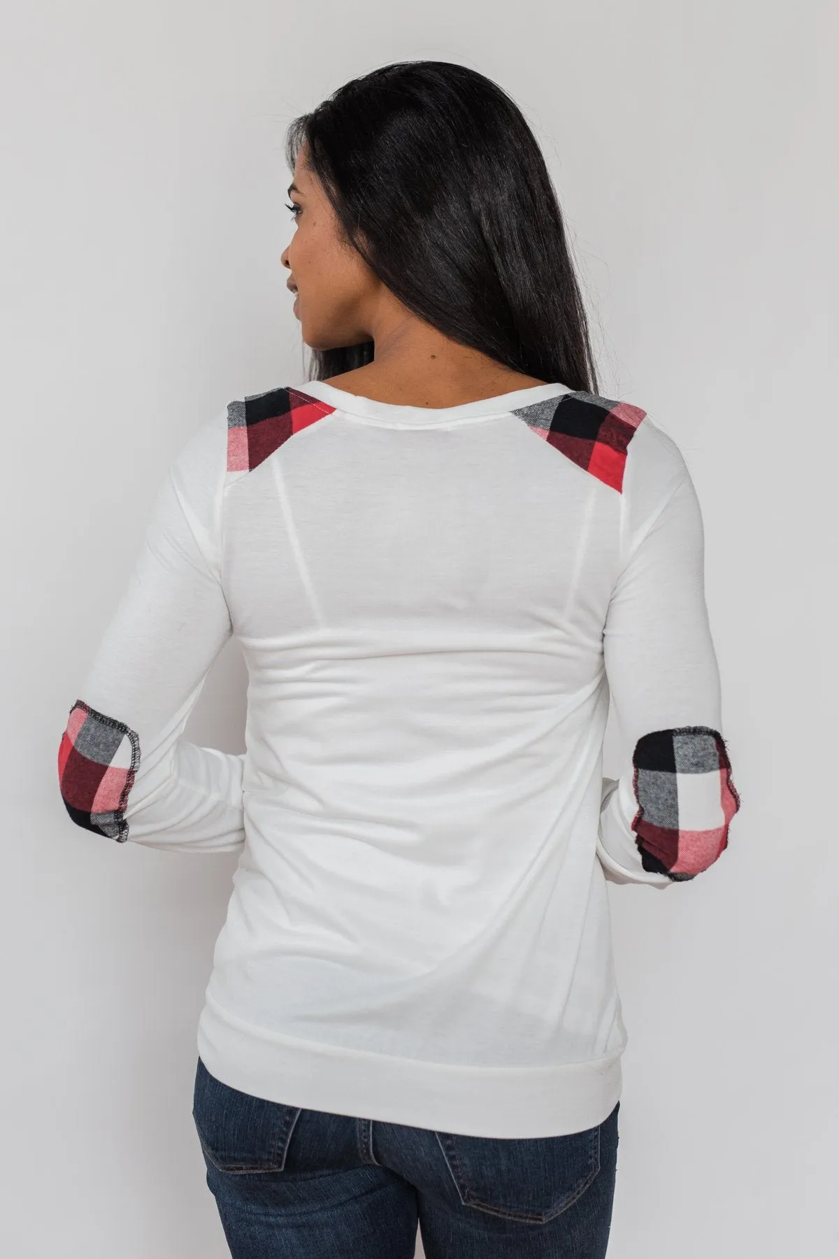Tangled Up in Plaid Top- Ivory