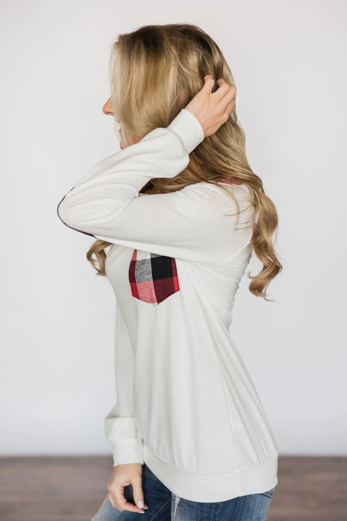 Tangled Up in Plaid Top- Ivory