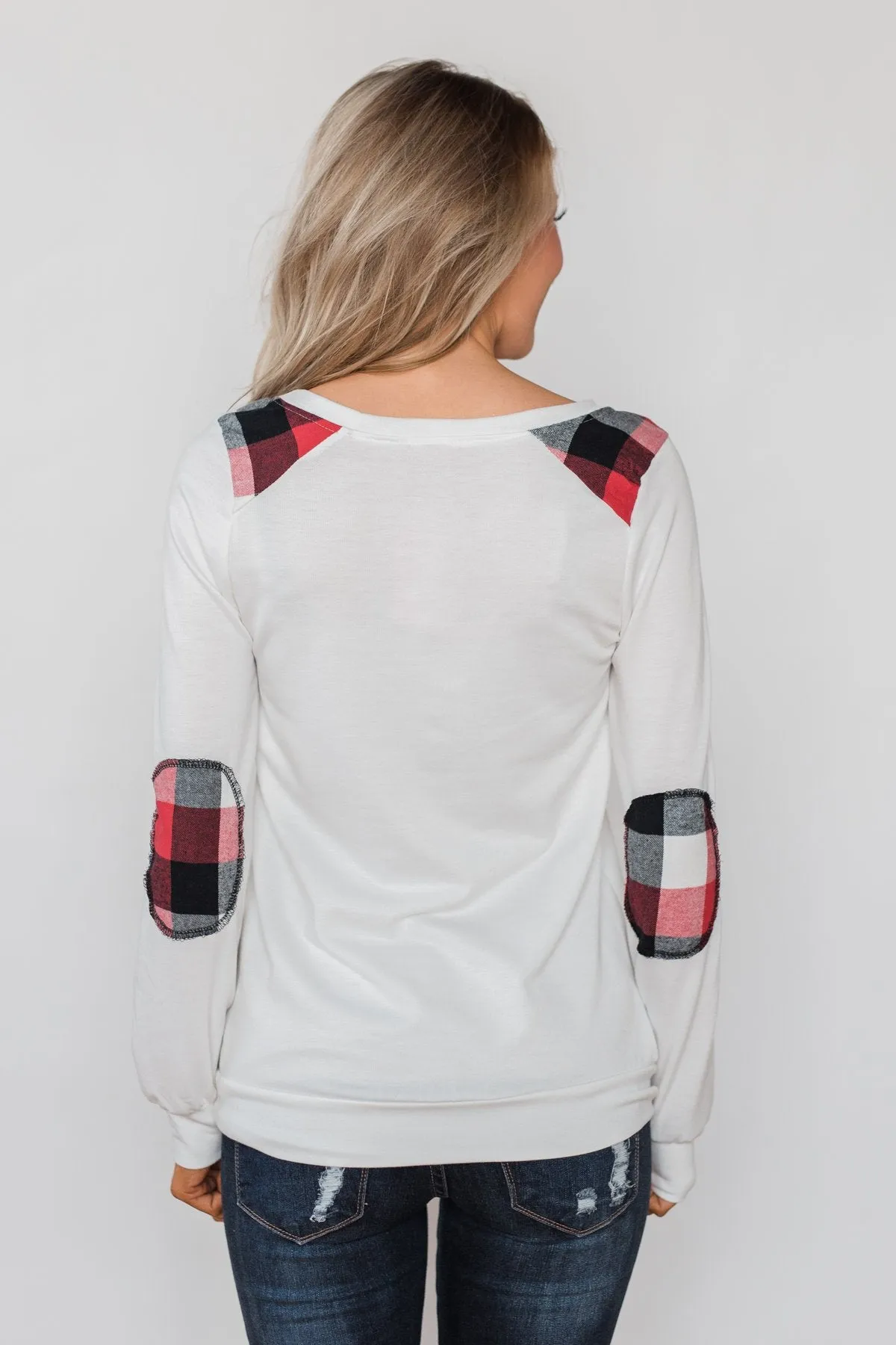 Tangled Up in Plaid Top- Ivory