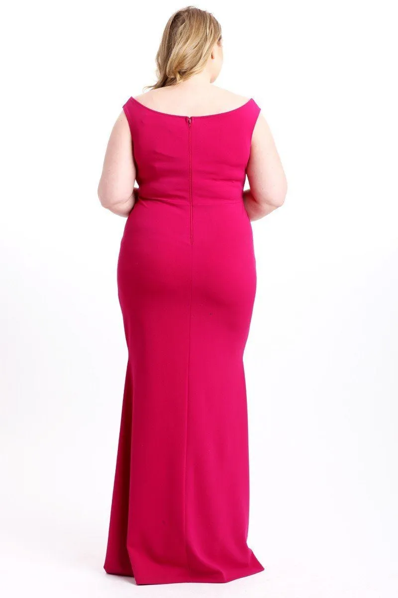 Techno Crepe Stretch Off The Shoulder Dress