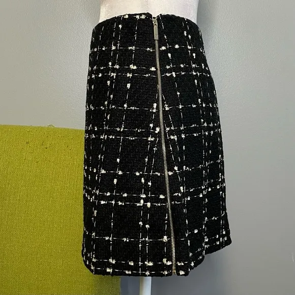 Ted Baker Chele Metallic Black Plaid Tweed Mini Skirt US 4
