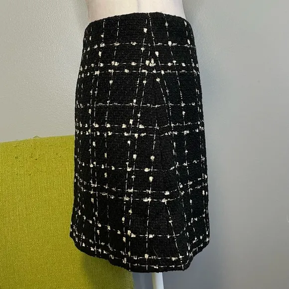 Ted Baker Chele Metallic Black Plaid Tweed Mini Skirt US 4