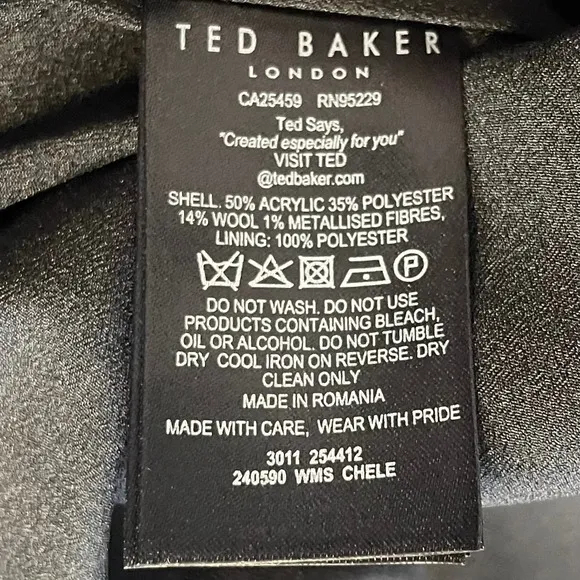 Ted Baker Chele Metallic Black Plaid Tweed Mini Skirt US 4