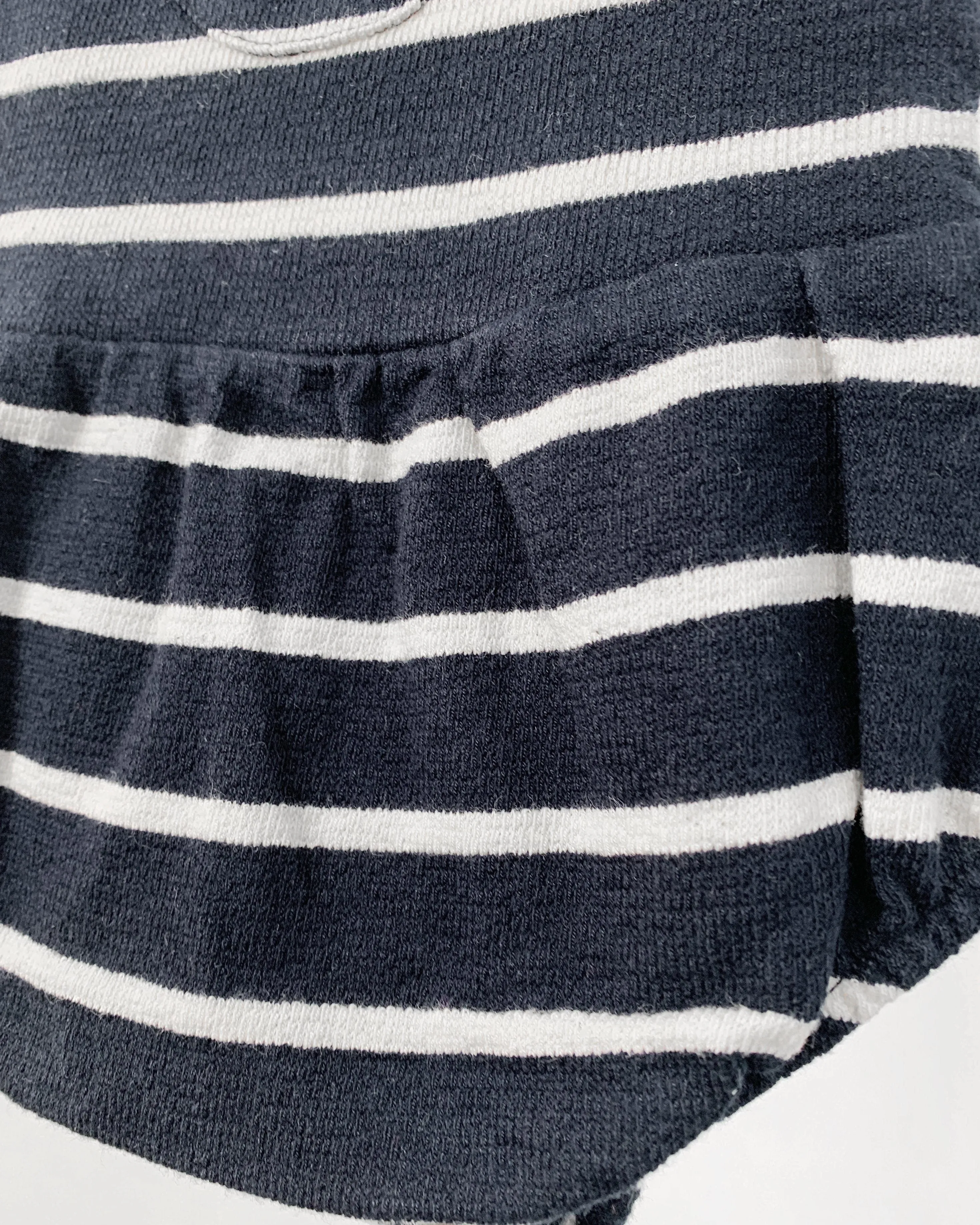 Terry Towelling Navy Striped Dungaree Romper