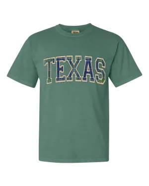 Texas Plaid Arch (Gold Outline) Green Tee (FINAL SALE)