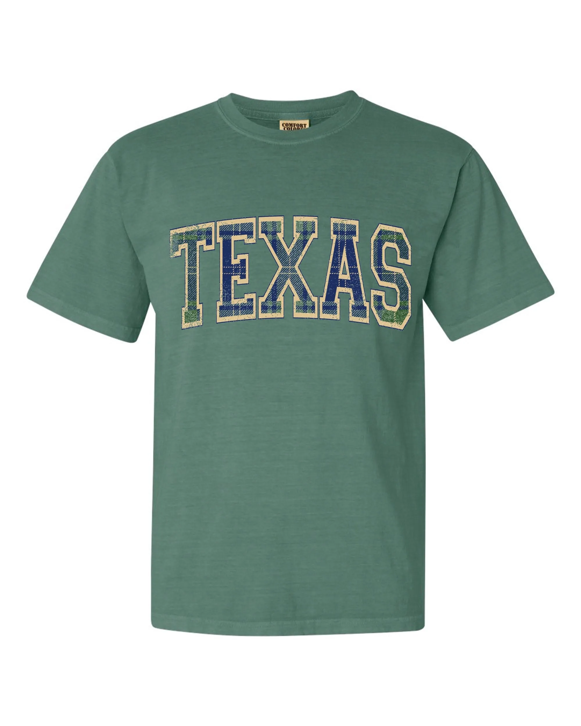 Texas Plaid Arch (Gold Outline) Green Tee (FINAL SALE)