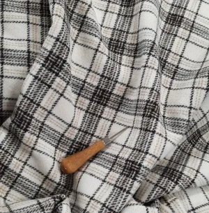 Textured Wool Fabric "Birch Plaid"