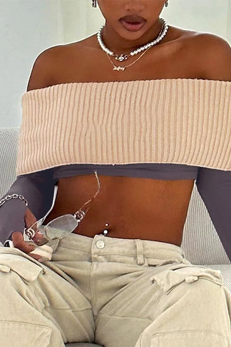 TG686 Long Sleeve Gloves and Off-Shoulder Top
