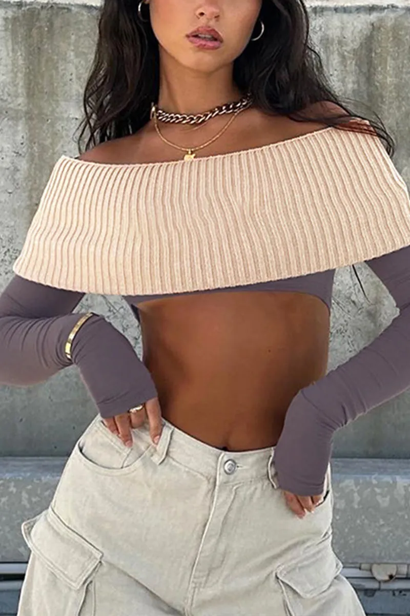 TG686 Long Sleeve Gloves and Off-Shoulder Top