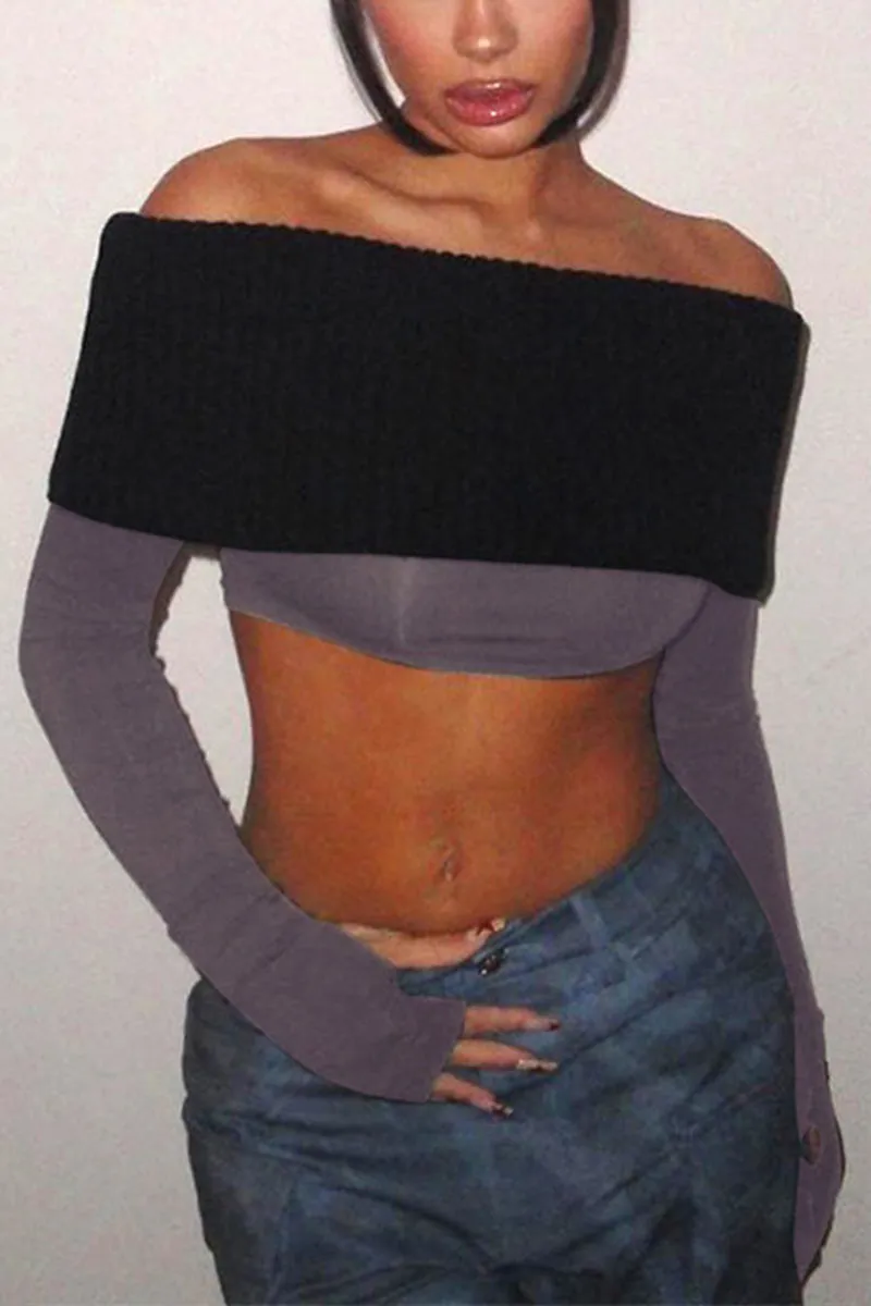 TG686 Long Sleeve Gloves and Off-Shoulder Top