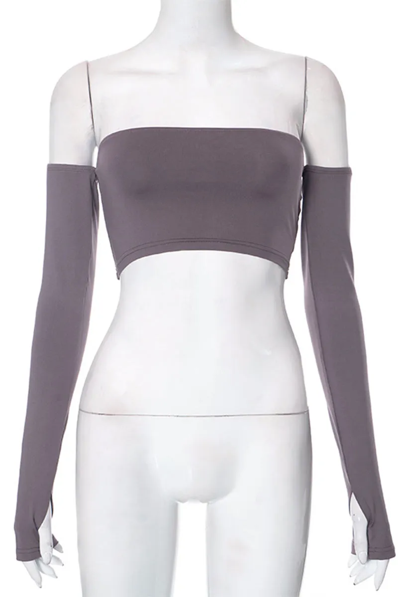 TG686 Long Sleeve Gloves and Off-Shoulder Top
