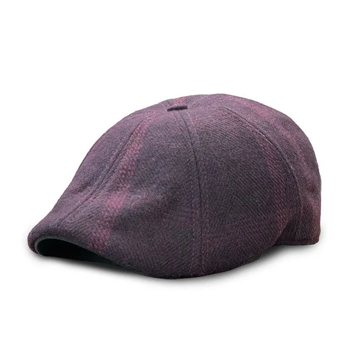 The Blood Rose Peaky Boston Scally Cap - Maroon Plaid