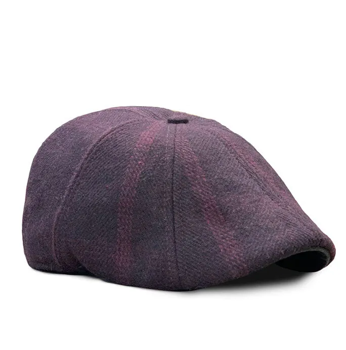 The Blood Rose Peaky Boston Scally Cap - Maroon Plaid