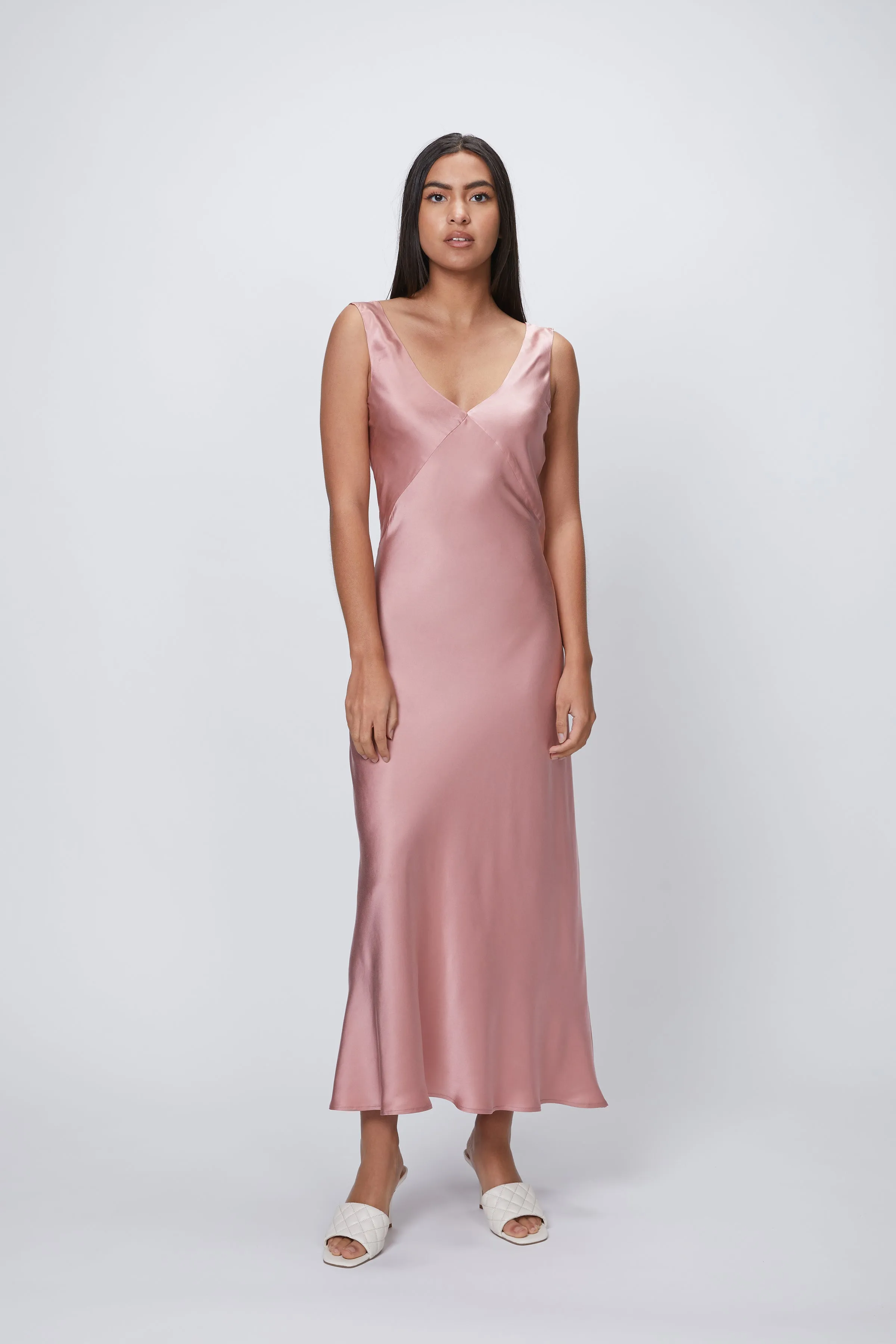THE BORDEAUX SILK-SATIN MAXI DRESS