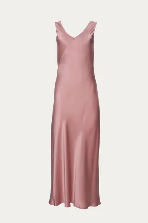 THE BORDEAUX SILK-SATIN MAXI DRESS