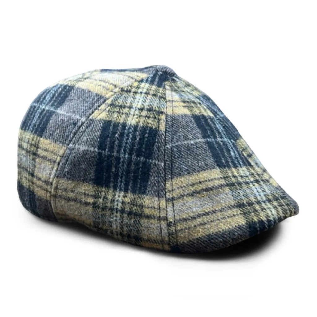 The Bruin Peaky Boston Scally Cap - Gold and Black Plaid