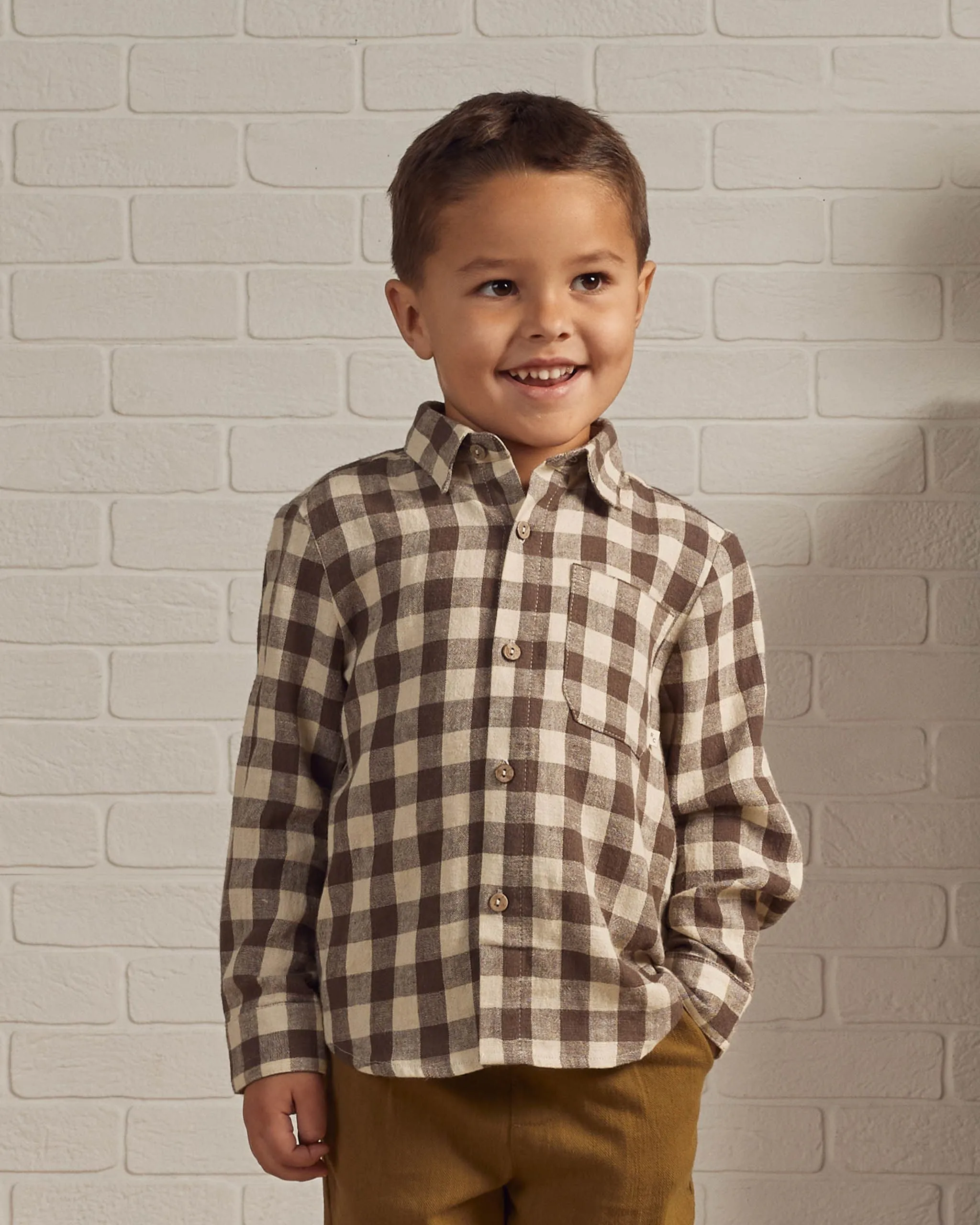The Collared Long Sleeve Shirt by Rylee   Cru - Charcoal - KIDS
