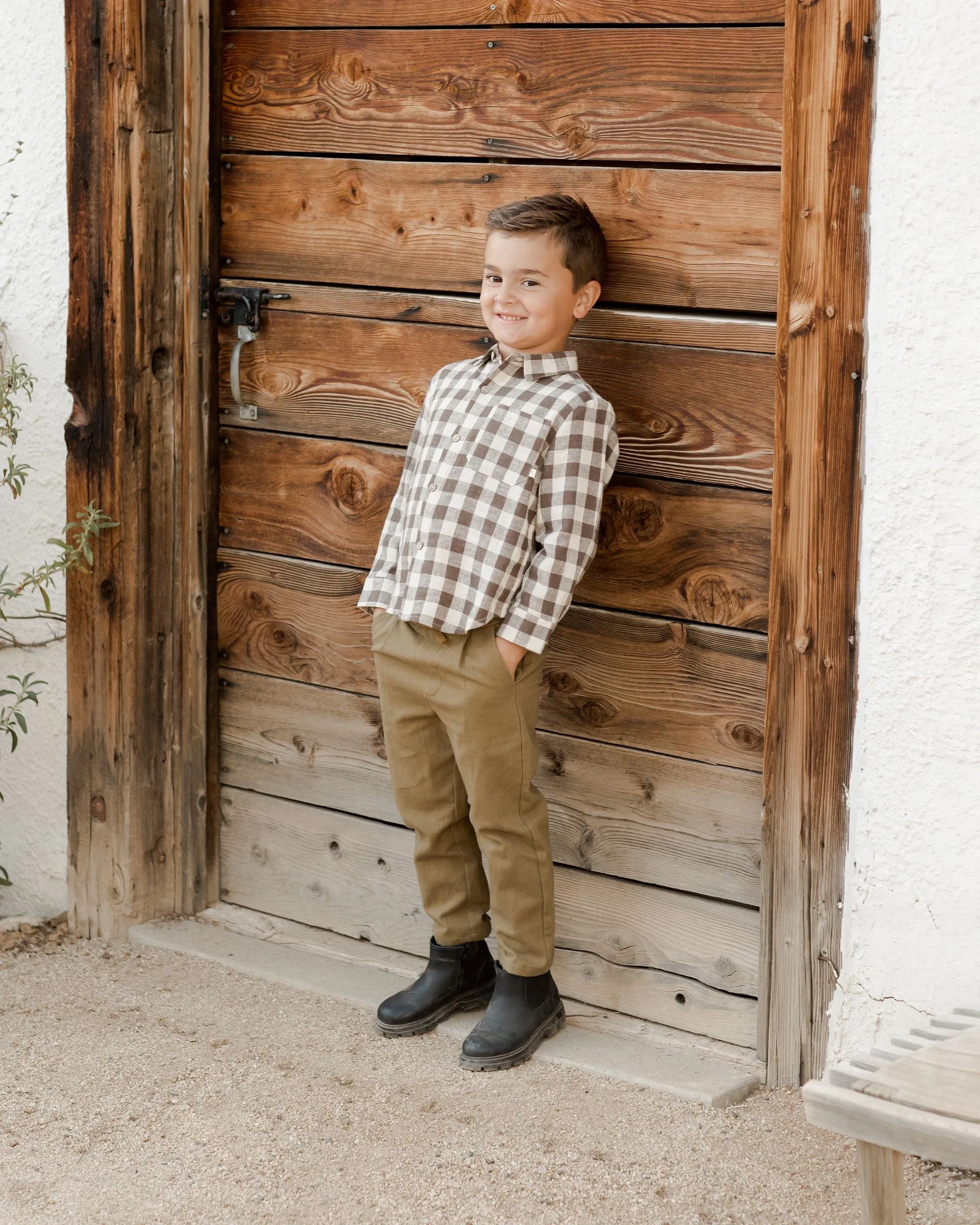The Collared Long Sleeve Shirt by Rylee   Cru - Charcoal - KIDS