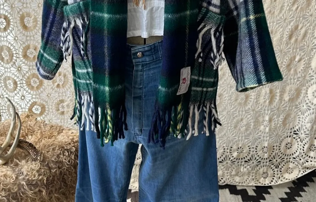 The Highlands Foundry Heritage Navy/Green Plaid Blanket Coat